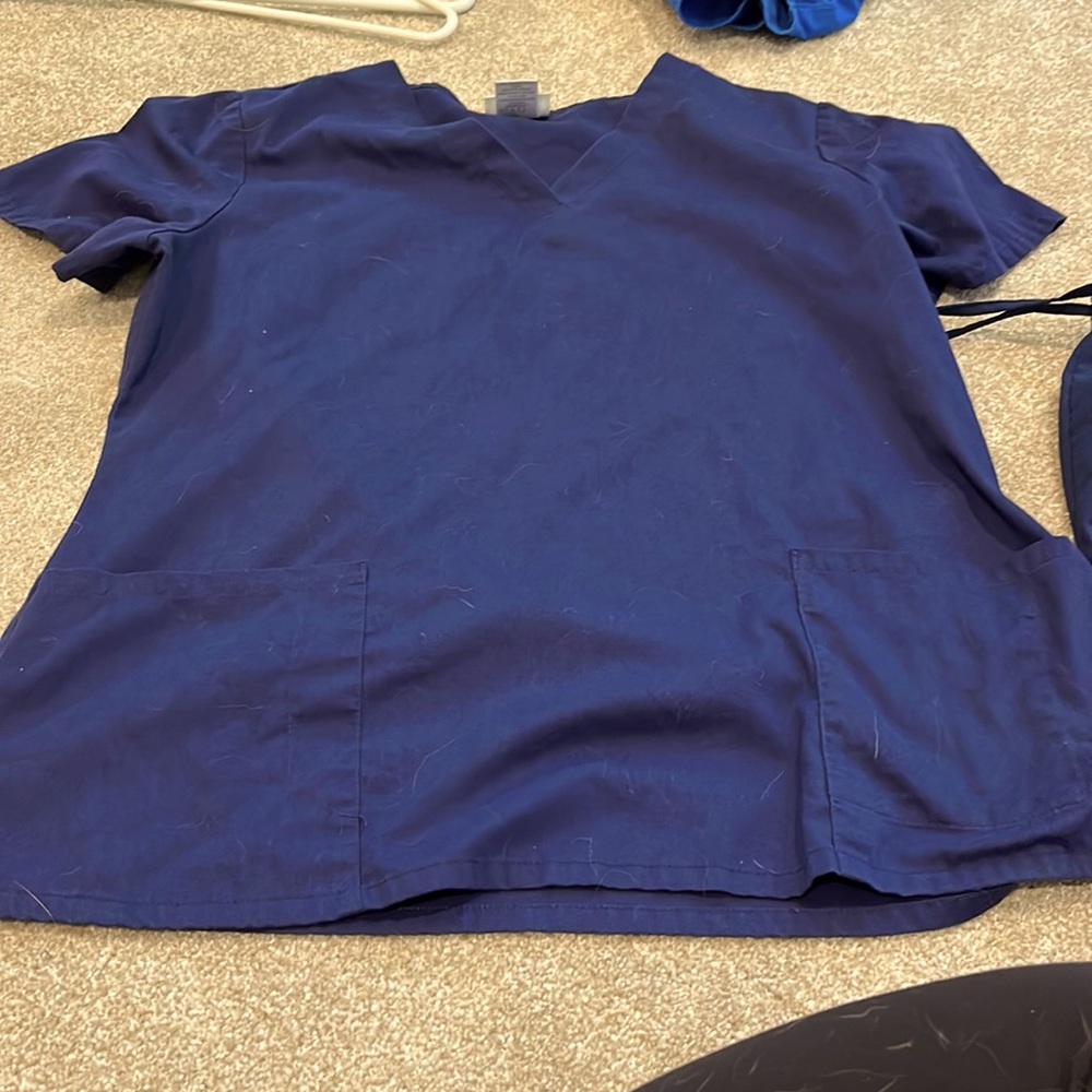 Large navy blue scrub top